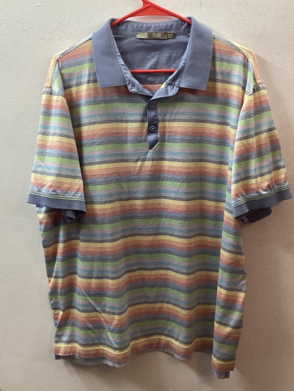 Raffi Men's XXL Striped Multicolor SS Polo Shirt